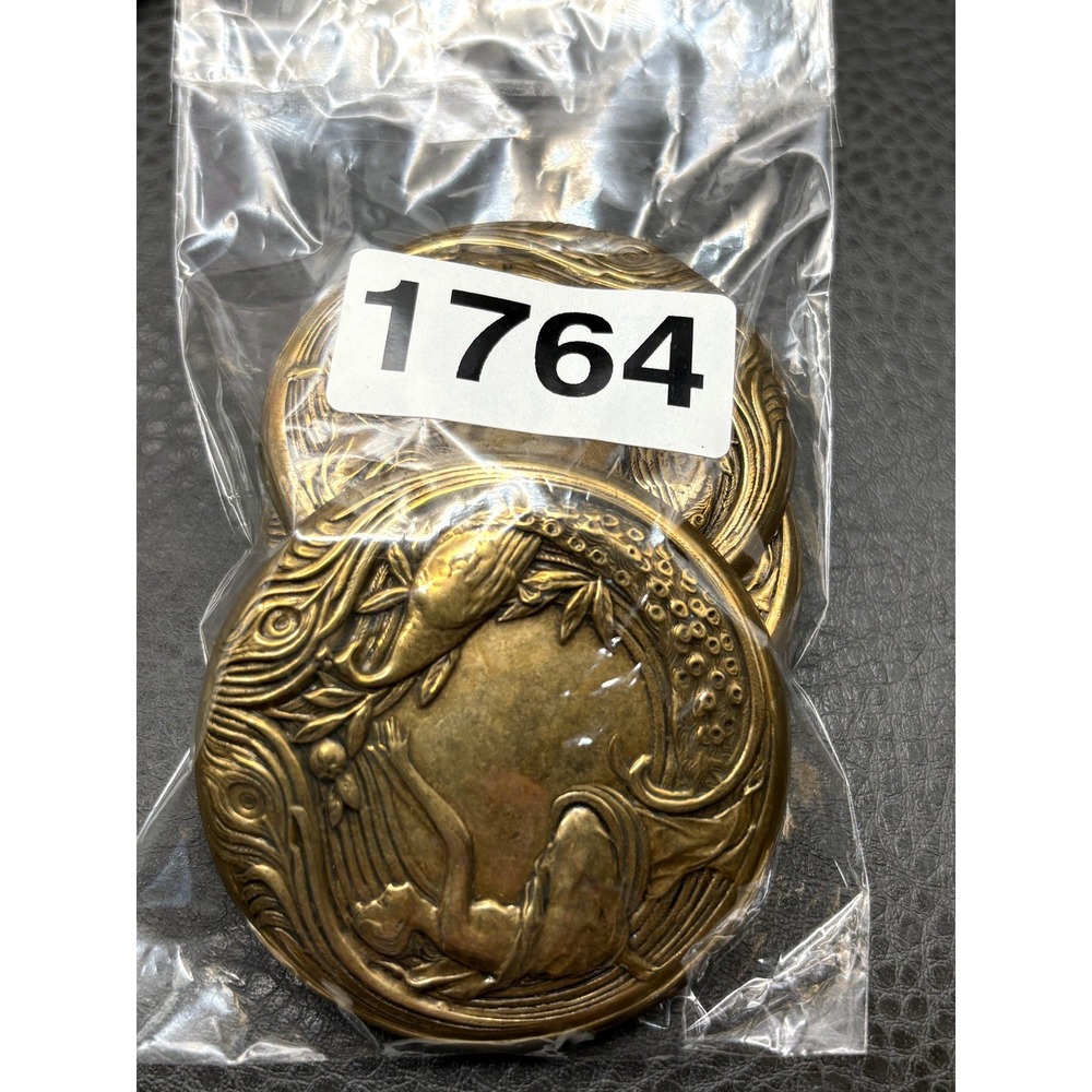 Vintage Art Nouveau Style Lady Peacock Brass Tone Brooch Pin - Picture 10 of 10